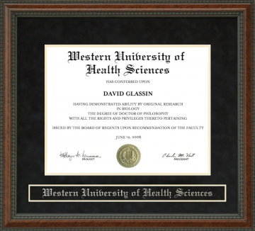 Western University of Health Sciences (WesternU) Diploma Frame