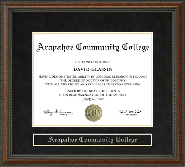 Arapahoe Community College Diploma Frame