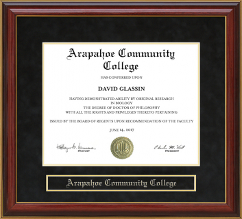 Arapahoe Community College Mahogany Diploma Frame