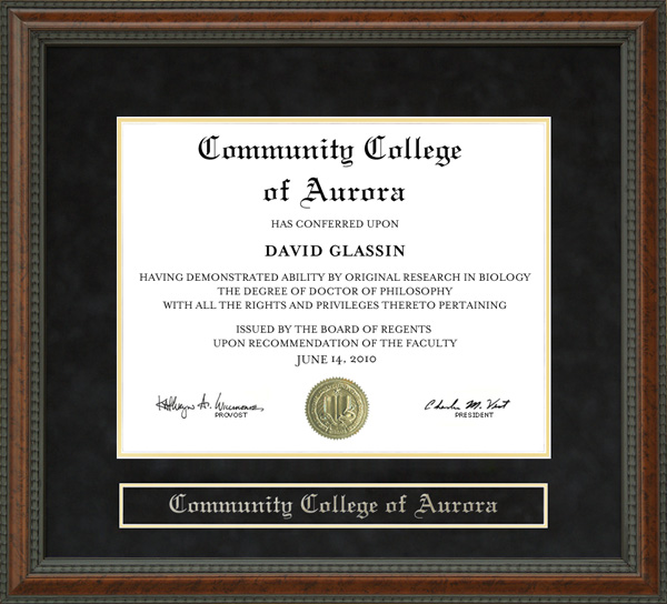 Community College of Aurora Diploma Frame