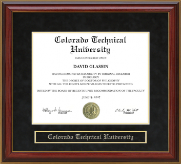 Colorado Technical University (CTU) Mahogany Diploma Frame