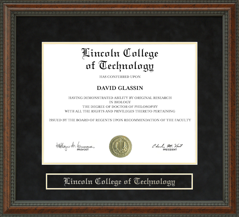 Lincoln College of Technology Diploma Frame