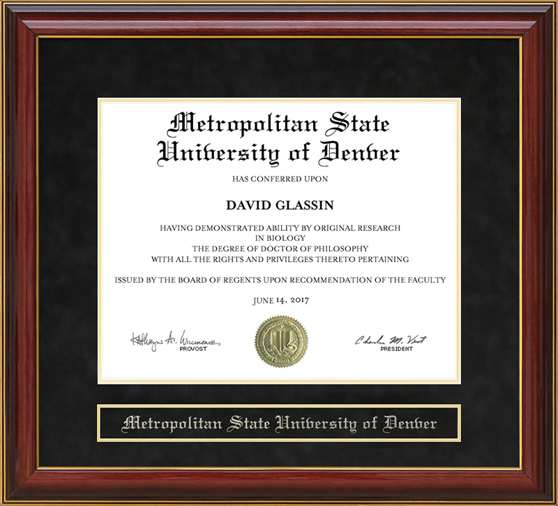 Metropolitan State University of Denver (MSU Denver) Mahogany Diploma Frame