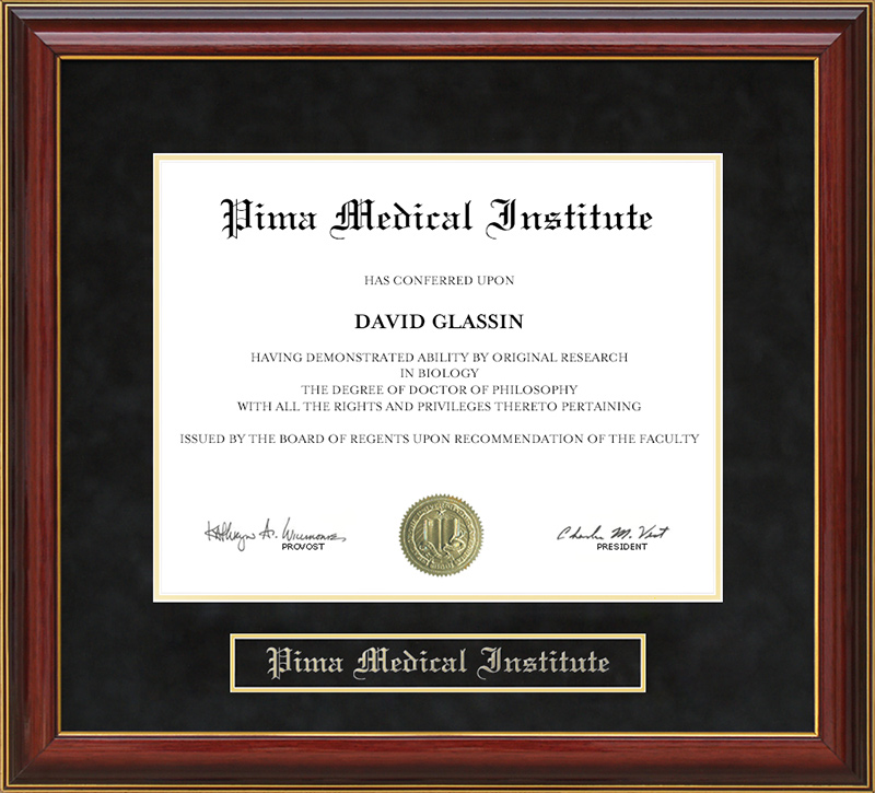 Pima Medical Institute Mahogany Diploma Frame