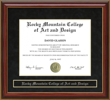Rocky Mountain College of Art and Design (RMCAD) Mahogany Diploma Frame