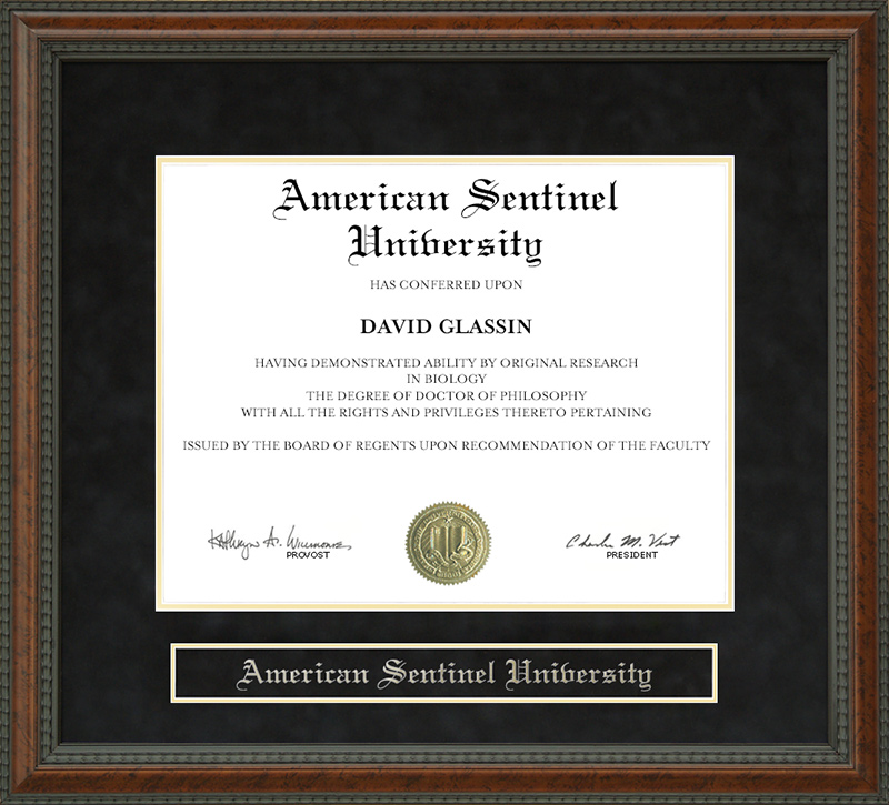 American Sentinel University Diploma Frame