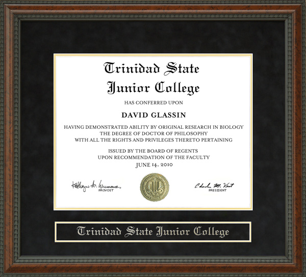 Trinidad State Junior College (TSJC) Diploma Frame