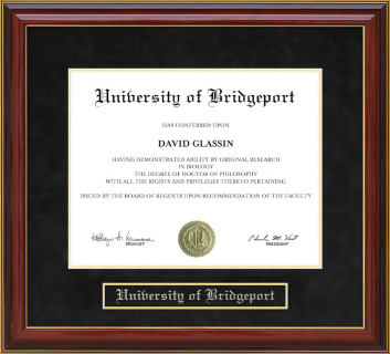 University of Bridgeport Mahogany Diploma Frame