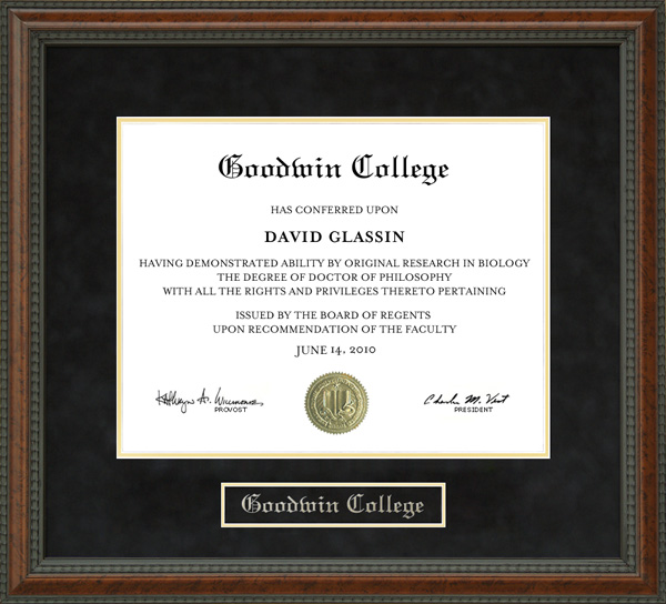 Goodwin College Diploma Frame