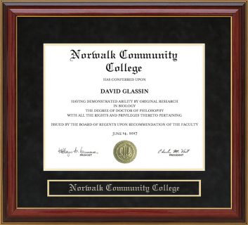 Norwalk Community College Mahogany Diploma Frame