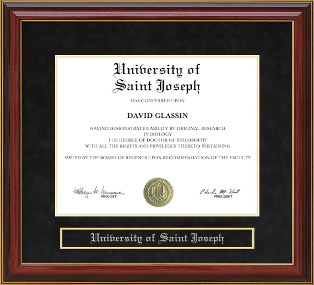 University of Saint Joseph diploma frame Connecticut USJ campus picture