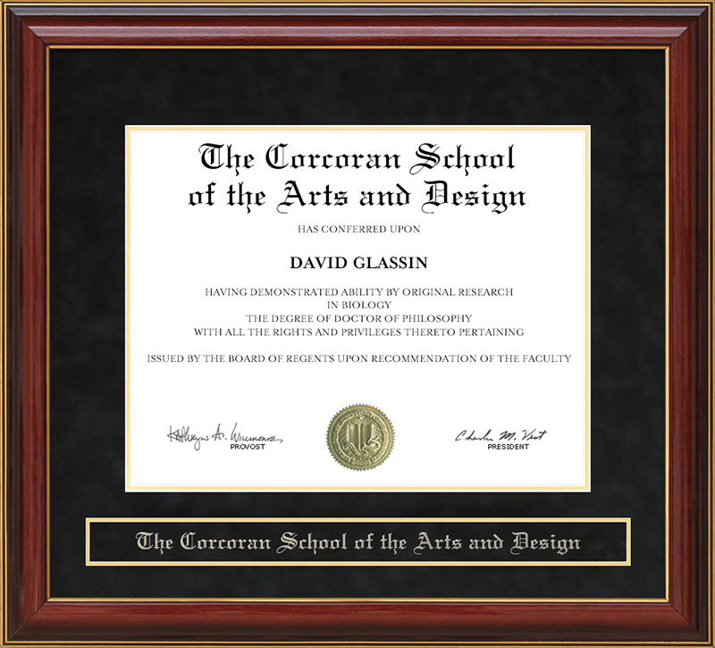 The Corcoran School of the Arts and Design Mahogany Diploma Frame