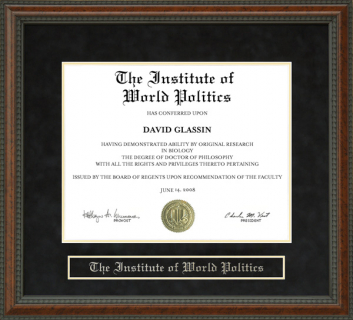 The Institute of World Politics (IWP) Diploma Frame