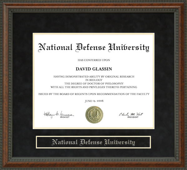 National Defense University (NDU) Diploma Frame