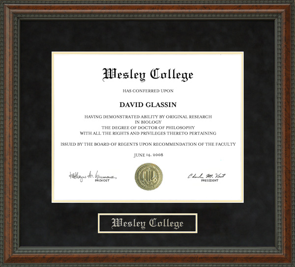 Wesley College Diploma Frame