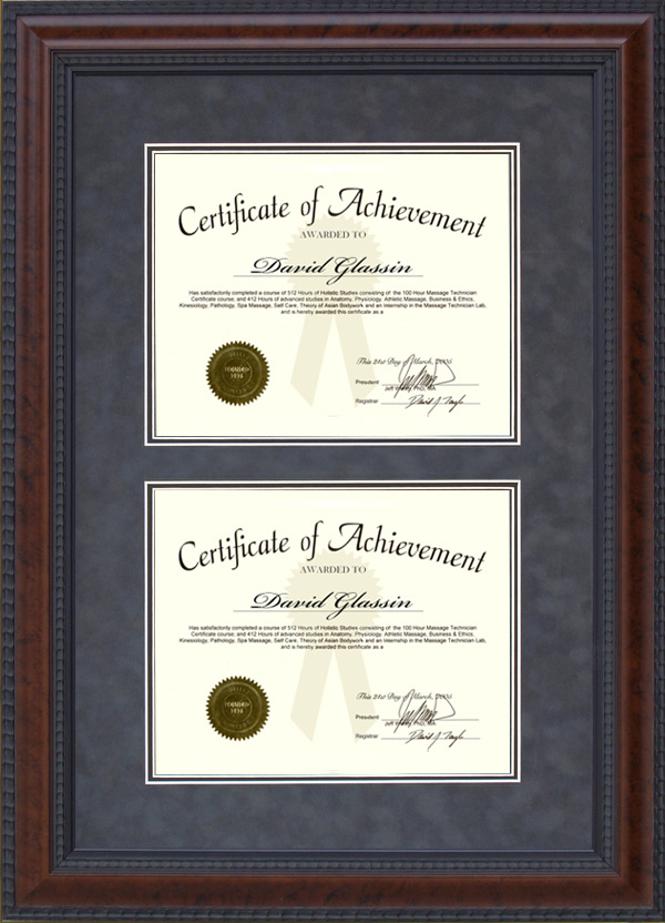 Burl Hardwood Double Certificate Frame