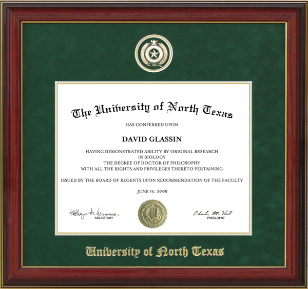 University of North Texas (UNT) Diploma Frame with School Seal