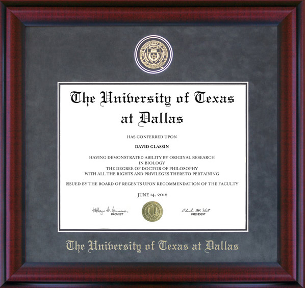 University of Texas Dallas Diploma Frame campus photo Graduation UTD Degree Gift 