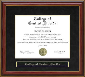 College of Central Florida Mahogany Diploma Frame