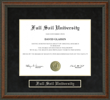 Full Sail University Diploma Frame