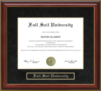Full Sail University Mahogany Diploma Frame