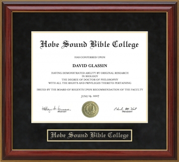 Hobe Sound Bible College (HSBC) Mahogany Diploma Frame