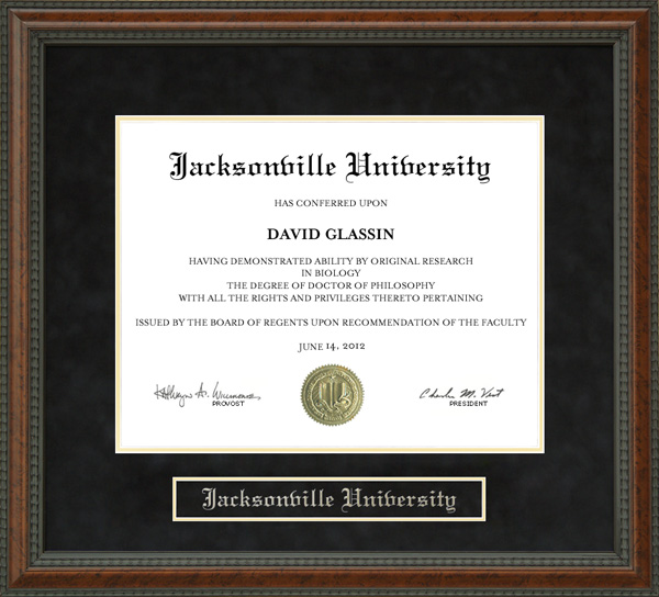 Jacksonville University (JU) Diploma Frame
