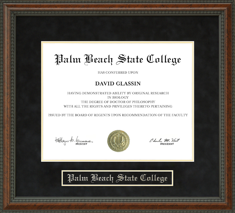 Palm Beach State College Diploma Frame