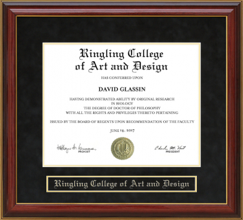 Ringling College of Art and Design Mahogany Diploma Frame