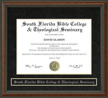 South Florida Bible College & Theological Seminary Diploma Frame