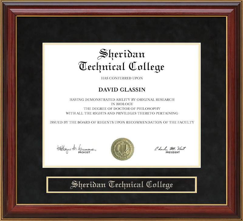 Sheridan technical college mahogany diploma frame by wordyisms