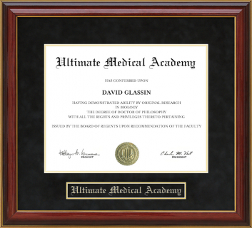 Ultimate Medical Academy Mahogany Diploma Frame