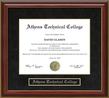 Athens Technical College Mahogany Diploma Frame