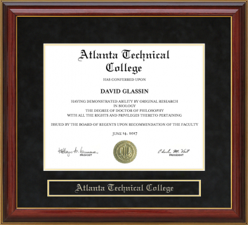 Atlanta Technical College Mahogany Diploma Frame