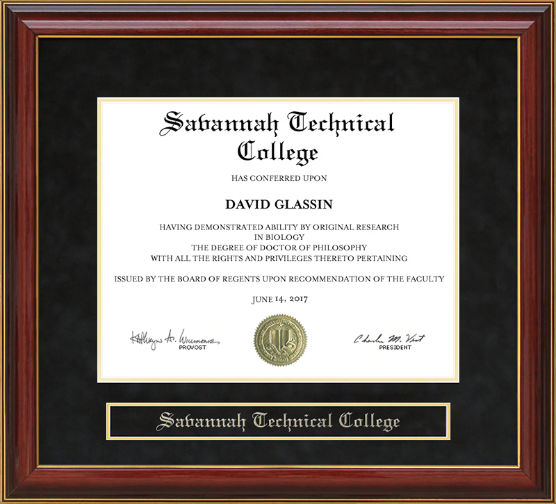 Savannah Technical College Mahogany Diploma Frame