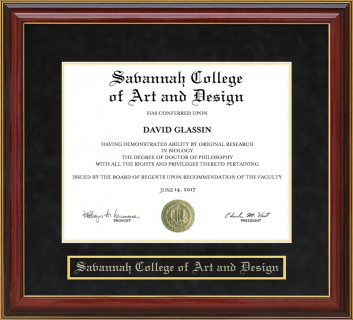 Savannah College of Art and Design (SCAD) Mahogany Diploma Frame