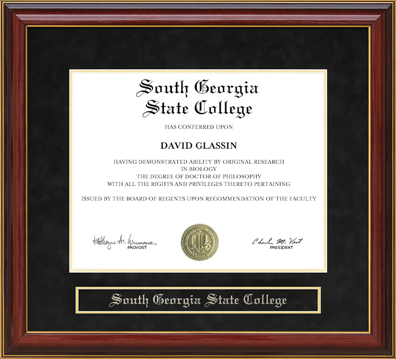 South Georgia State College Mahogany Diploma Frame