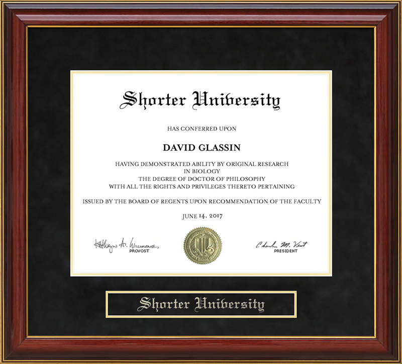 Shorter University Mahogany Diploma Frame