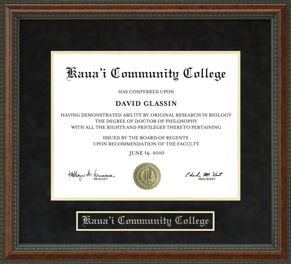 Kaua'i Community College Diploma Frame