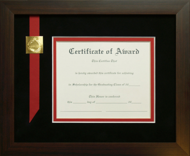 Award / Honors / Service Certificate Frame with Included Customizable 5 x 6 Certificate of Award