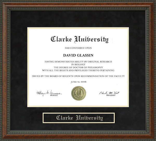 Clarke University Diploma Frame