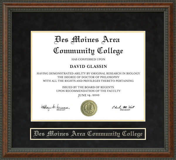 Des Moines Area Community College (DMACC) Diploma Frame by Wordyisms