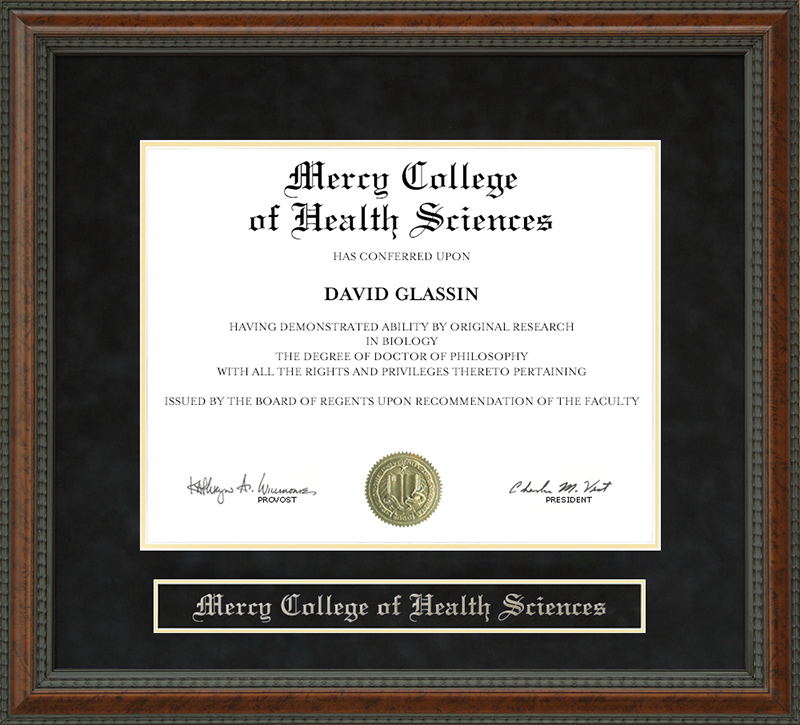 Mercy College of Health Sciences Diploma Frame
