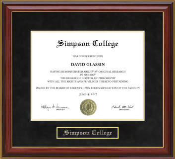 Simpson College (SC) Mahogany Diploma Frame
