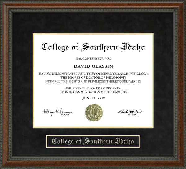 College of Southern Idaho (CSI) Diploma Frame