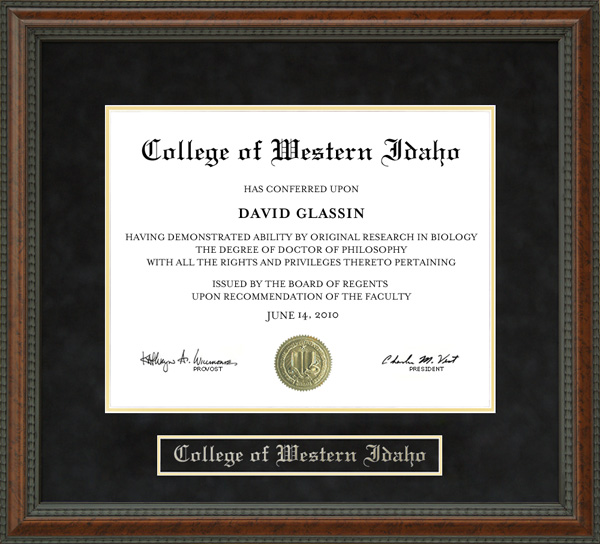 College of Western Idaho (CWI) Diploma Frame