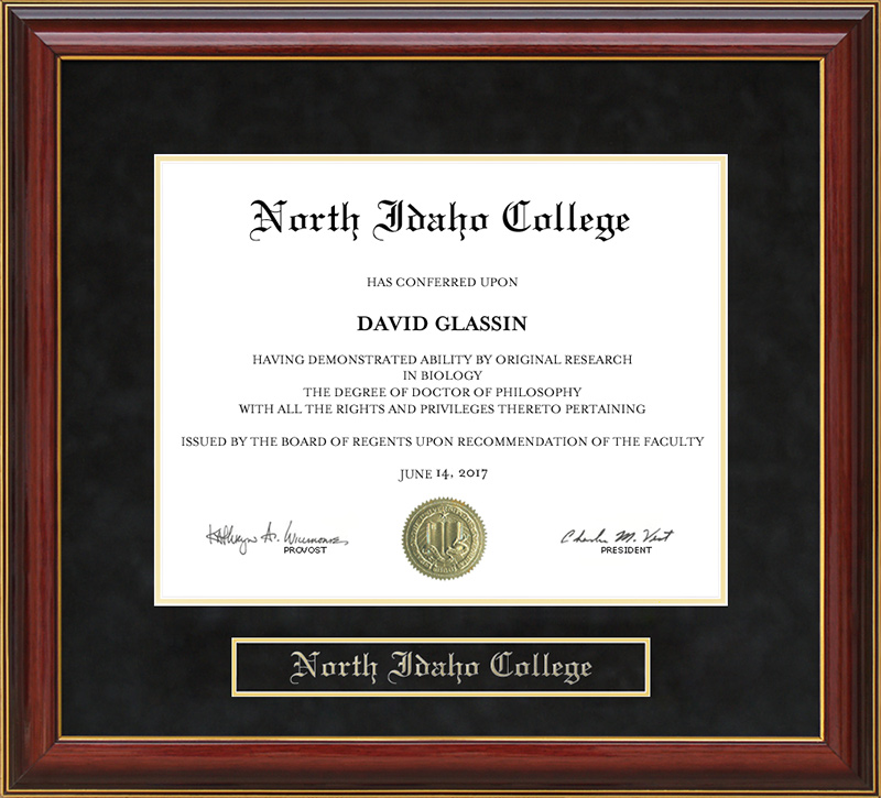 North Idaho College (NIC) Mahogany Diploma Frame