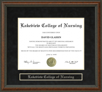 Lakeview College of Nursing Diploma Frame