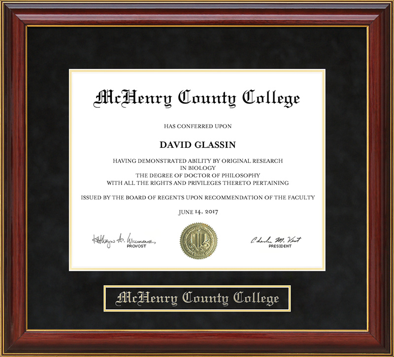 McHenry County College Mahogany Diploma Frame
