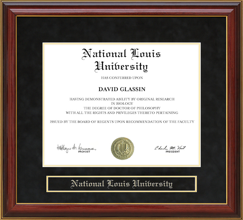 National Louis University Mahogany Diploma Frame